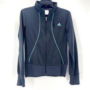 Adidas Large Logo Gray Teal Blue Varsity Jacket Full Zip